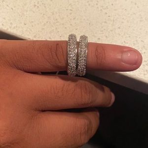 Austrian Crystal Full Pavé Band, Ring Silver Plated